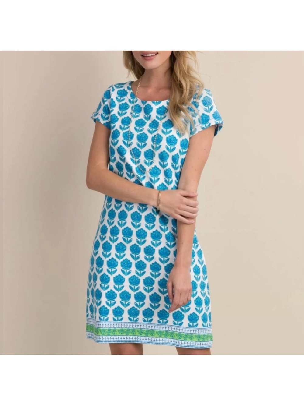 Hatley Women’s Shift Dress – Blue & White Floral Block Print | Size M